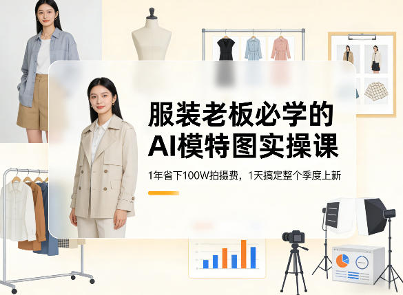 服装老板必学的AI模特图实操课,1年省下100W拍摄费,1天搞定整个季度上新