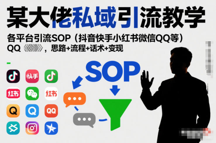 某大佬私域引流教学，各平台引流SOP(抖音快手小红书微信QQ等)，思路+流程+话术+变现(更新0708)-LanTi云网创