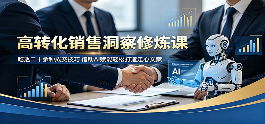 高转化销售洞察修炼课：吃透二十余种成交技巧，借助AI赋能轻松打造走心文案-LanTi云网创