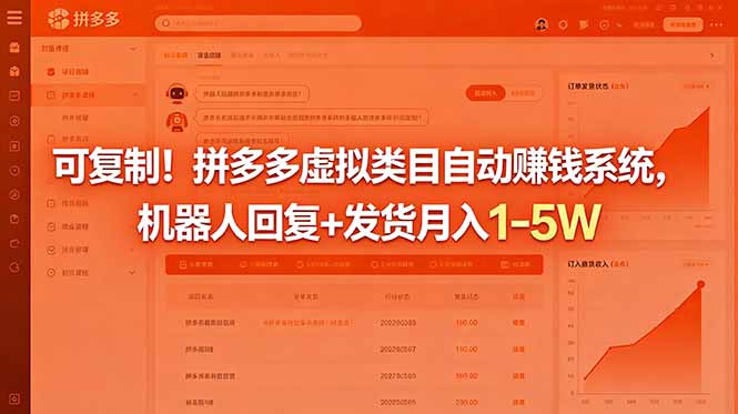 可复制！拼多多虚拟类目自动赚钱系统，机器人回复+发货月入 1-5W-LanTi云网创