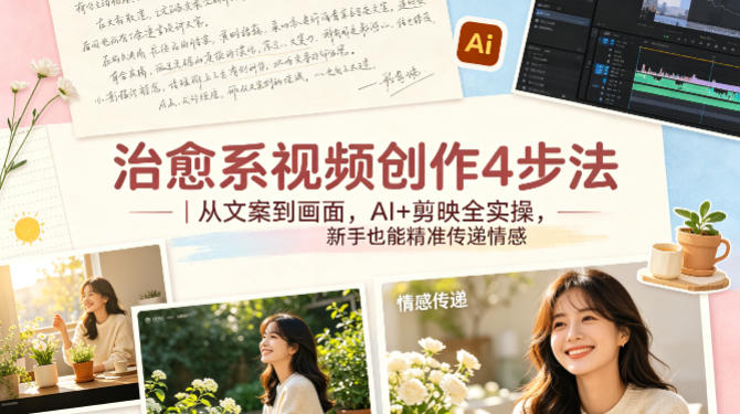 治愈系视频创作4步法｜从文案到画面，AI+剪映全实操，新手也能精准传递情感-LanTi云网创