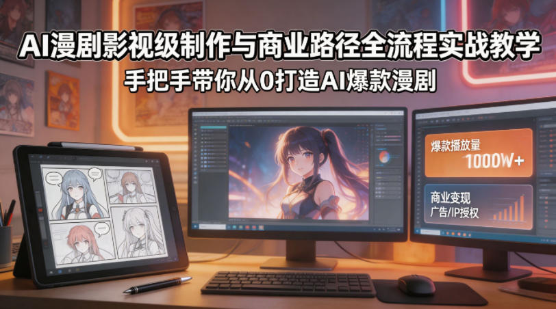 AI漫剧影视级制作与商业路径全流程实战教学，手带你从0打造AI爆款漫剧-LanTi云网创