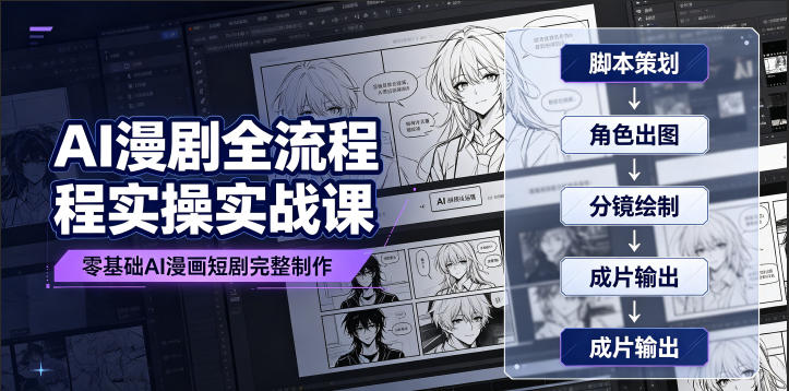 AI漫剧全流程实操实战课｜零基础AI漫画短剧完整制作、脚本出图成片全链路落地教程-LanTi云网创