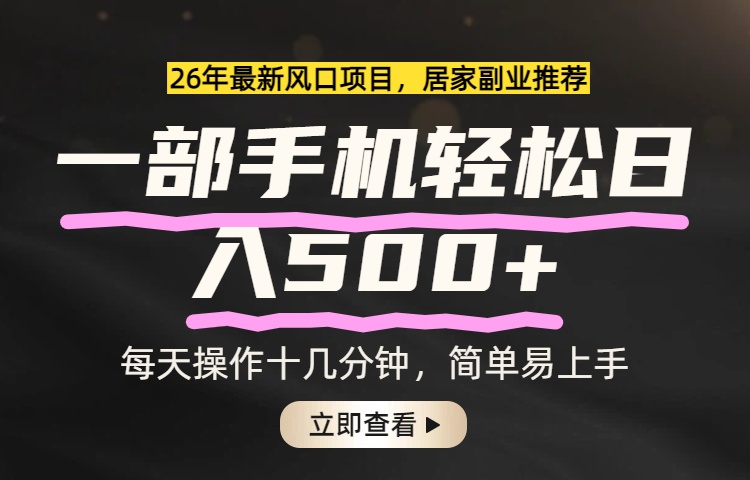 26年居家副业首选，一部手机轻松日入500+，长期稳定可做-LanTi云网创