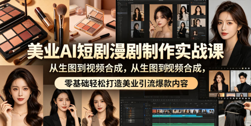 美业AI短剧漫剧制作实战课，从生图到视频合成，零基础轻松打造美业引流爆款内容-LanTi云网创