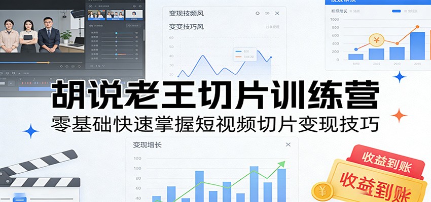 胡说老王切片训练营，零基础快速掌握短视频切片变现技巧-LanTi云网创