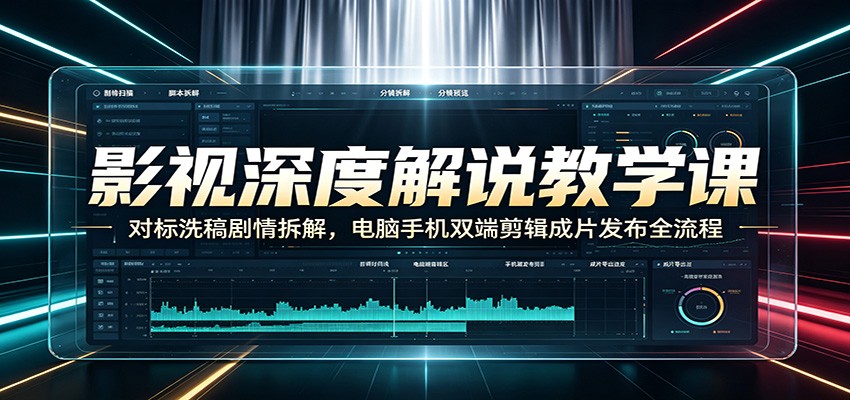 影视深度解说教学课：对标洗稿剧情拆解，电脑手机双端剪辑成片发布全流程-LanTi云网创