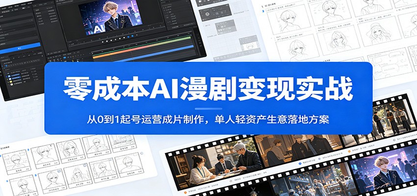 零成本AI漫剧变现实战：从0到1起号运营成片制作，单人轻资产生意落地方案-LanTi云网创