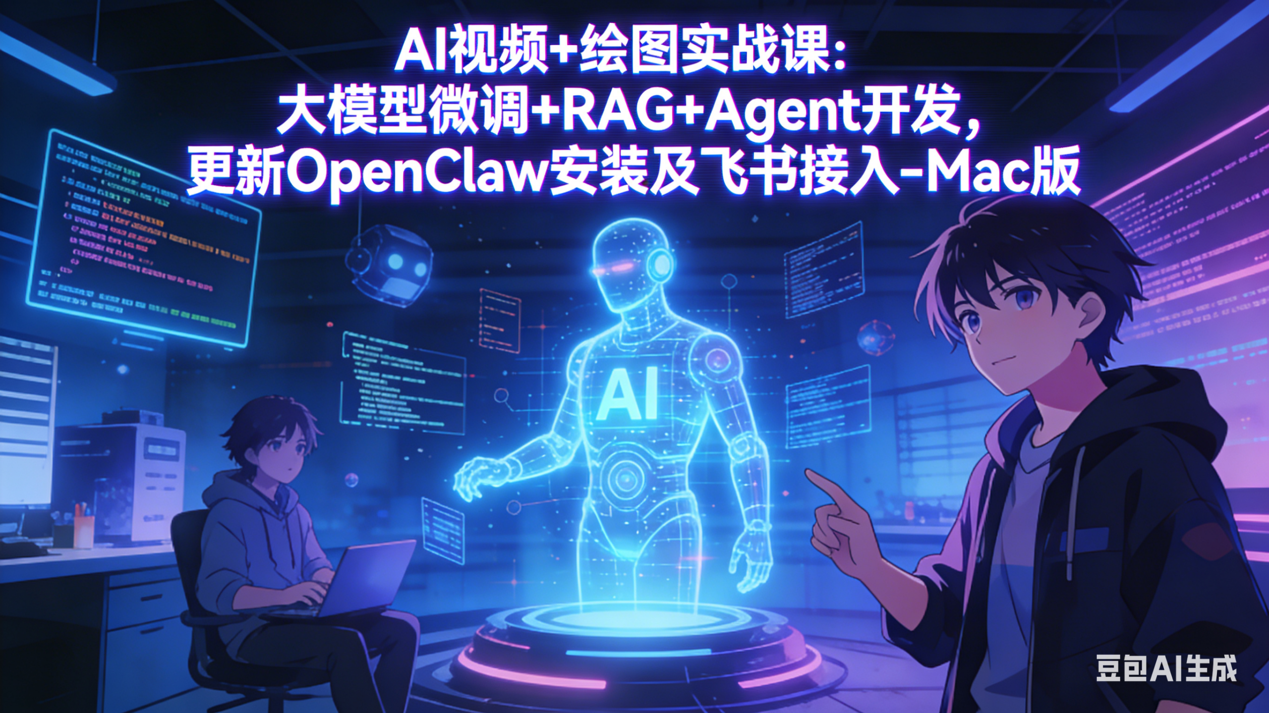 AI视频+绘图实战课:大模型微调+RAG+Agent开发,更新OpenClaw安装及飞书接入-Mac版-LanTi云网创