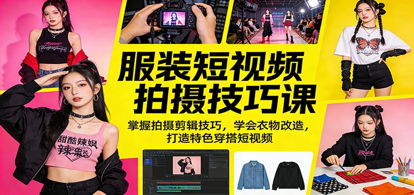 服装短视频拍摄技巧课：掌握拍摄剪辑技巧，学会衣物改造，打造特色穿搭短视频-LanTi云网创