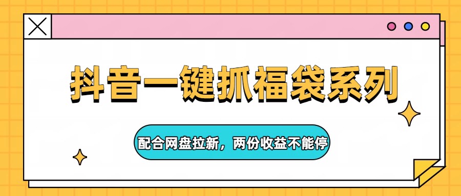 抖音一键抓福袋系列，配合网盘拉新，两份收益不能停-LanTi云网创
