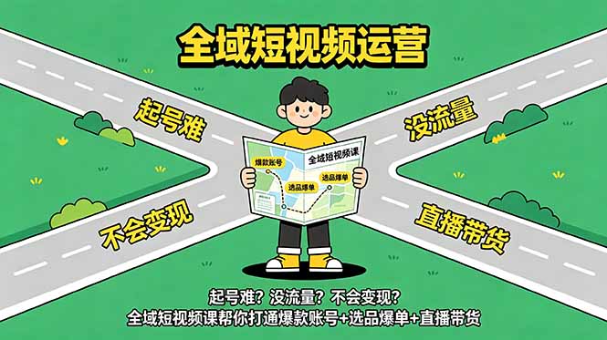 起号难？没流量？不会变现？全域短视频课帮你打通爆款账号+选品爆单+直播带货-LanTi云网创