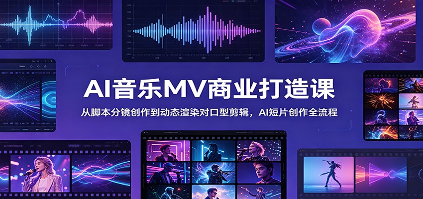 AI音乐MV商业打造课：从脚本分镜创作到动态渲染对口型剪辑，AI短片创作全流程-LanTi云网创