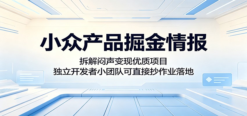 小众产品掘金情报:拆解闷声变现优质项目,独立开发者小团队可直接抄作业落地-LanTi云网创