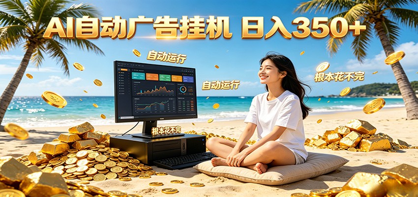 AI自动广告挂机 日入350+ 真正做到躺赚式变现，根本花不完！-LanTi云网创