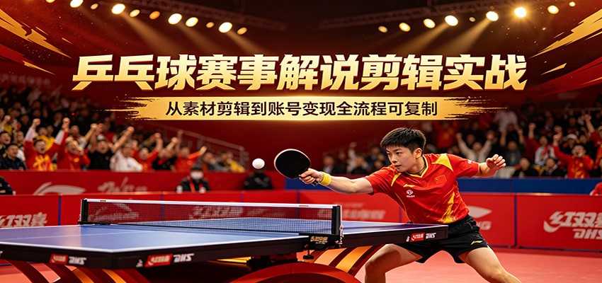 乒乓球赛事解说剪辑实战,从素材剪辑到账号变现全流程可复制-LanTi云网创