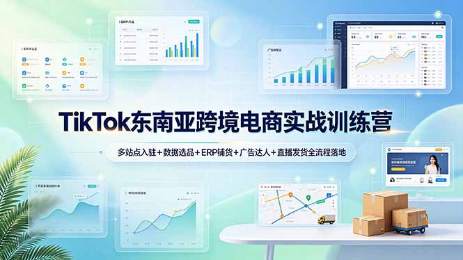 TikTok东南亚跨境电商实战训练营：多站点入驻+数据选品+ERP铺货+广告达人+直播发货全流程落地-LanTi云网创