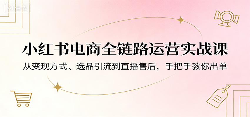 小红书电商全链路运营实战课：从变现方式、选品引流到直播售后，手把手教你出单-LanTi云网创