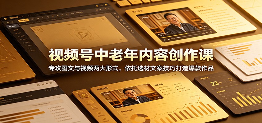 视频号中老年内容创作课：专攻图文与视频两大形式，依托选材文案技巧打造爆款作品-LanTi云网创