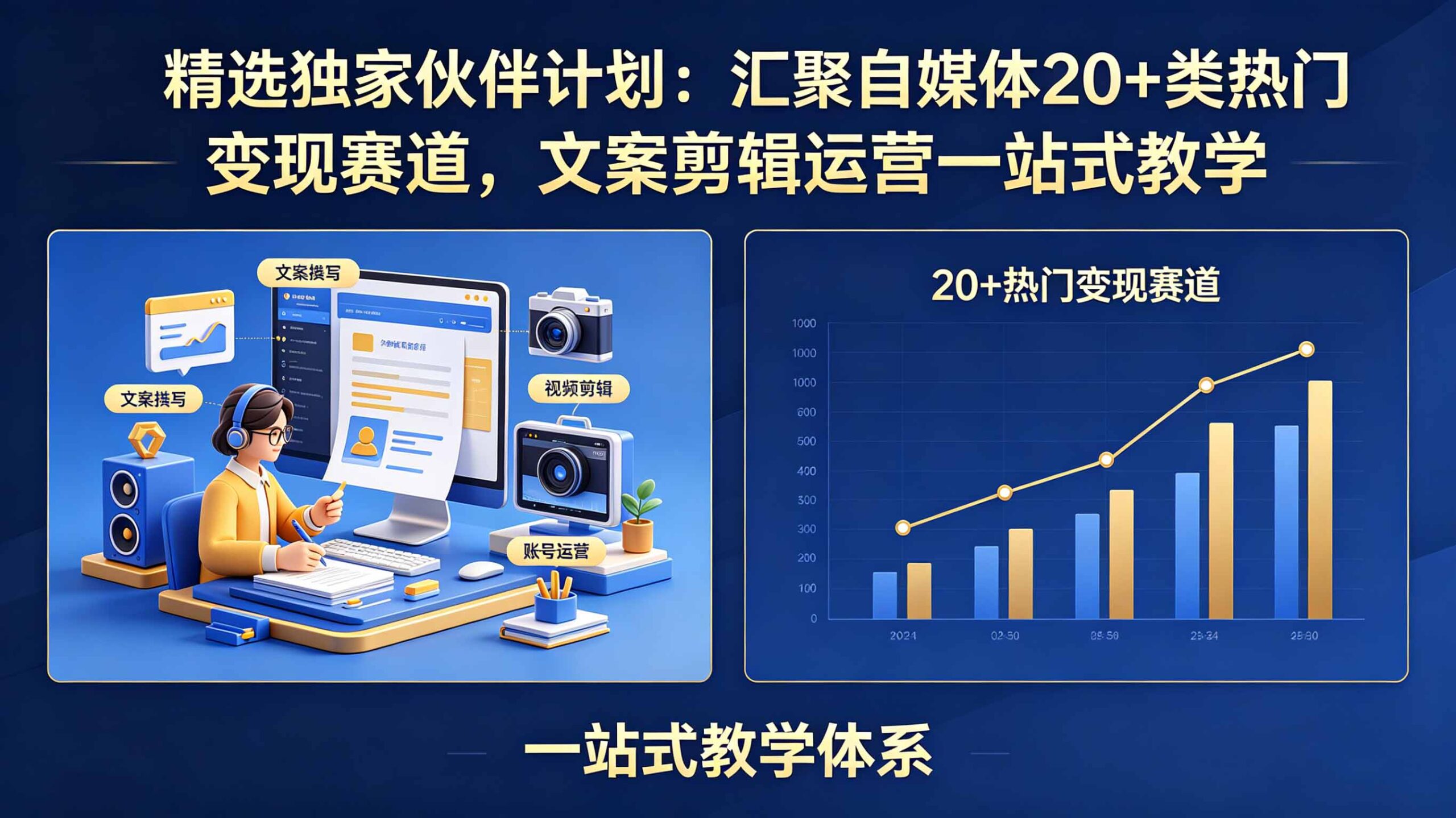 精选独家伙伴计划:汇聚自媒体20+类热门变现赛道,文案剪辑运营一站式教学-LanTi云网创