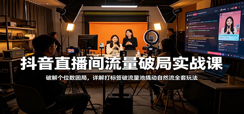 抖音直播间流量破局实战课：破解个位数困局，详解打标签破流量池撬动自然流全套玩法-LanTi云网创
