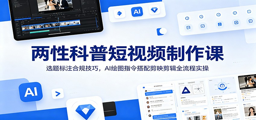 两性科普短视频制作课：选题标注合规技巧，AI绘图指令搭配剪映剪辑全流程实操-LanTi云网创