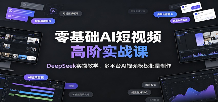 零基础AI短视频高阶实战课：DeepSeek实操教学，多平台AI视频模板批量制作-LanTi云网创