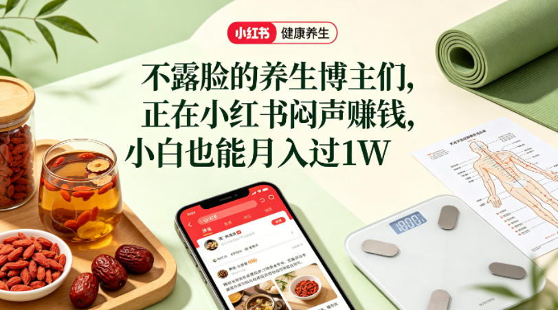 小红书健康养生科普图文赛道,不露脸的养生博主们,正在小红书闷声賺钱,小白也能月入过1W
