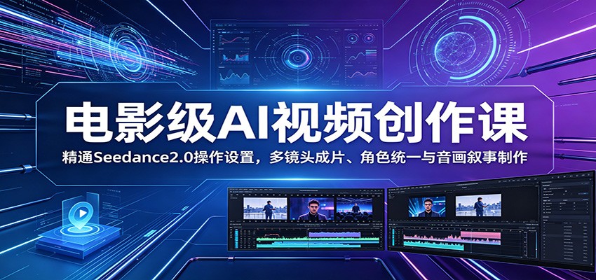 电影级AI视频创作课：精通Seedance2.0操作设置，多镜头成片、角色统一与音画叙事制作-LanTi云网创