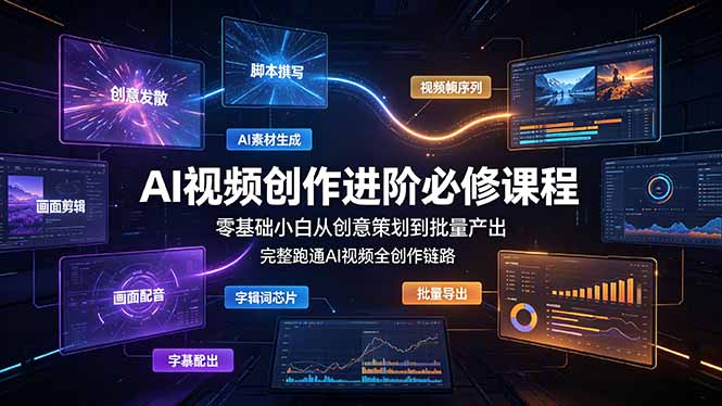 AI视频创作进阶必修课程：零基础小白从创意策划到批量产出，完整跑通AI视频全创作链路-LanTi云网创