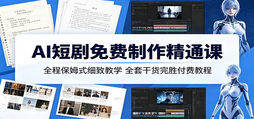 AI短剧免费制作精通课：全程保姆式细致教学，全套干货完胜付费教程-LanTi云网创