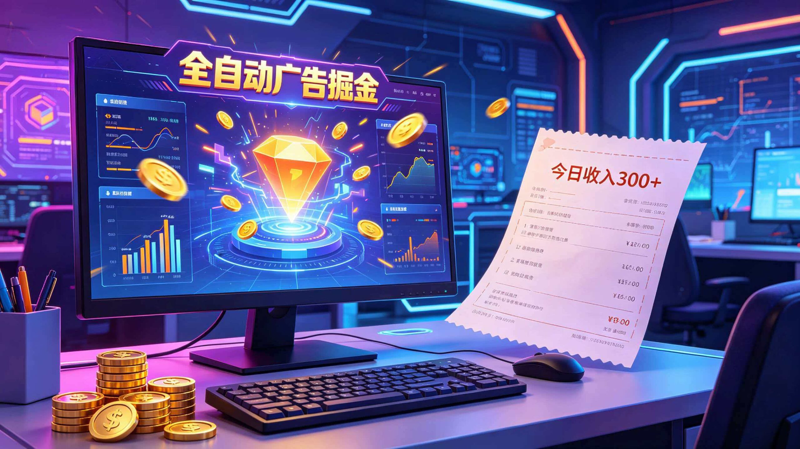 全自动广告掘金，日入300+。全程Ai自动化运行，解放双手，时间自由。收益稳定-LanTi云网创
