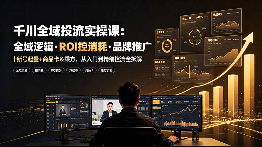 千川全域投流实操课：全域逻辑·ROI控消耗·品牌推广｜新号起量+商品卡&乘方，从入门到精细控流全拆解-LanTi云网创