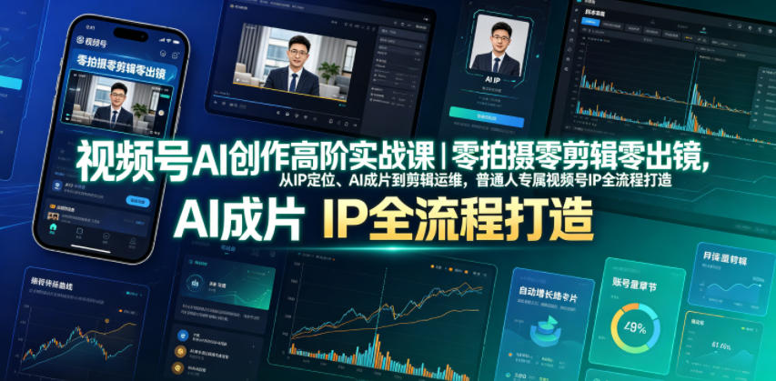 视频号AI创作高阶实战课｜零拍摄零剪辑零出镜，从IP定位、AI成片到剪辑运维，普通人专属视频号IP全流程打造-LanTi云网创