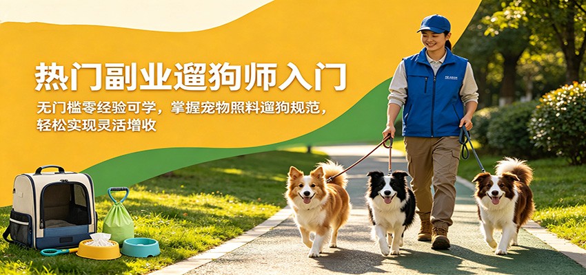 热门副业遛狗师入门，无门槛零经验可学，掌握宠物照料遛狗规范，轻松实现灵活增收-LanTi云网创