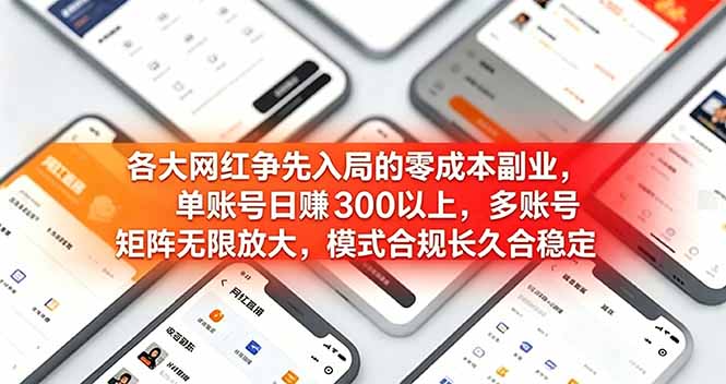 各大网红争先入局的零成本副业，单账号日赚 300 以上，多号矩阵可放大，模式合规长久稳定！-LanTi云网创