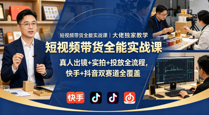 短视频带货全能实战课｜大佬独家教学，真人出镜+实拍+投放全流程，快手+抖音双赛道全覆盖-LanTi云网创