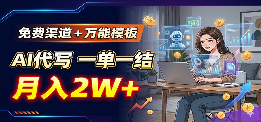 免费渠道+万能模板,AI代写一单一结,月入2W+-LanTi云网创