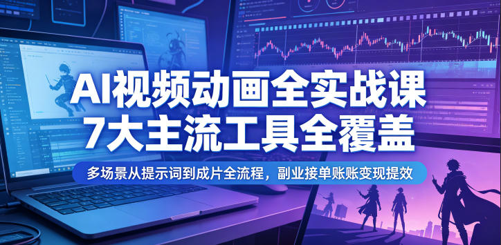 AI视频动画全实战课，7大主流工具全覆盖，多场景从提示词到成片全流程，副业接单账号变现提效-LanTi云网创