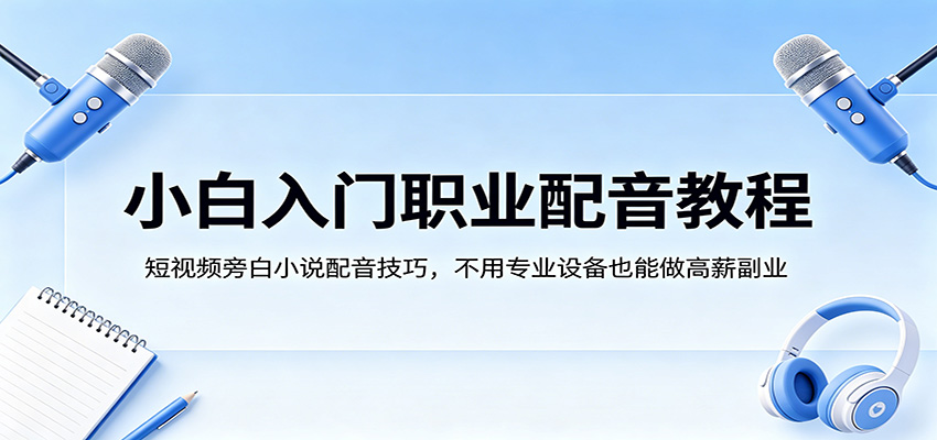 小白入门职业配音教程，短视频旁白小说配音技巧，不用专业设备也能做高薪副业-LanTi云网创