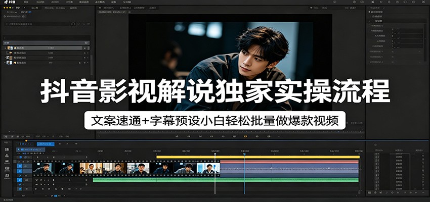 抖音影视解说独家实操流程,文案速通+字幕预设小白轻松批量做爆款视频-LanTi云网创