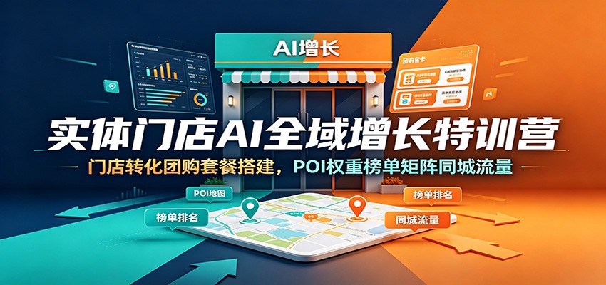 实体门店AI全域增长特训营：门店转化团购套餐搭建，POI权重榜单矩阵同城流量-LanTi云网创