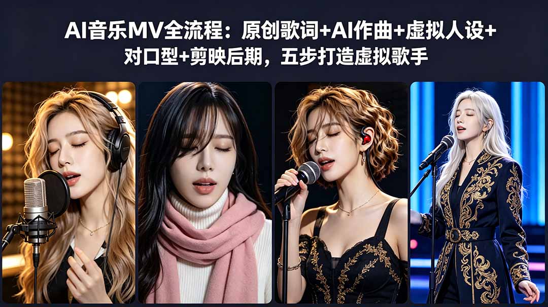 AI音乐MV全流程：原创歌词+AI作曲+虚拟人设+对口型+剪映后期，五步打造虚拟歌手-LanTi云网创