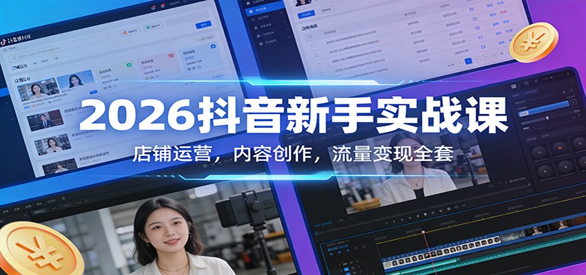 2026抖音新手实战课：店铺运营，内容创作，流量变现全套-LanTi云网创