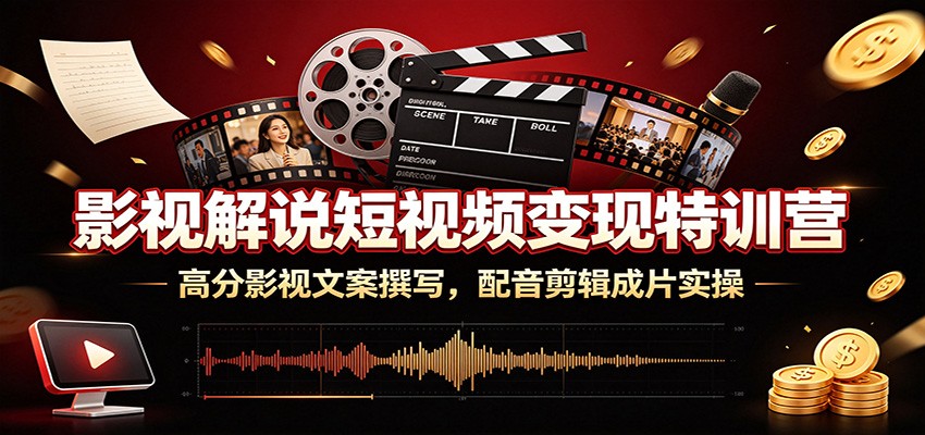 影视解说短视频变现特训营：高分影视文案撰写，配音剪辑成片实操-LanTi云网创