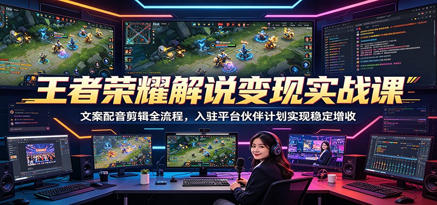 王者荣耀解说变现实战课：文案配音剪辑全流程，入驻平台伙伴计划实现稳定增收-LanTi云网创