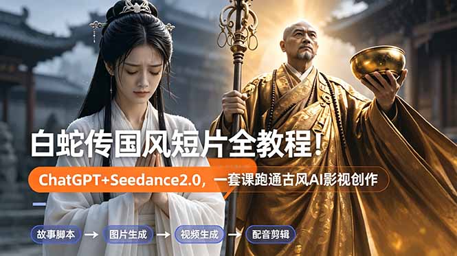 白蛇传-国风短片全教程！ChatGPT+Seedance2.0，一套课跑通古风AI影视创作-LanTi云网创