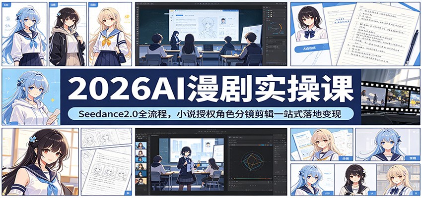 2026AI漫剧实操课：Seedance2.0全流程，小说授权角色分镜剪辑一站式落地变现-LanTi云网创
