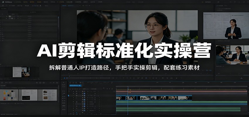 AI剪辑标准化实操营：拆解普通人IP打造路径，手把手实操剪辑，配套练习素材-LanTi云网创