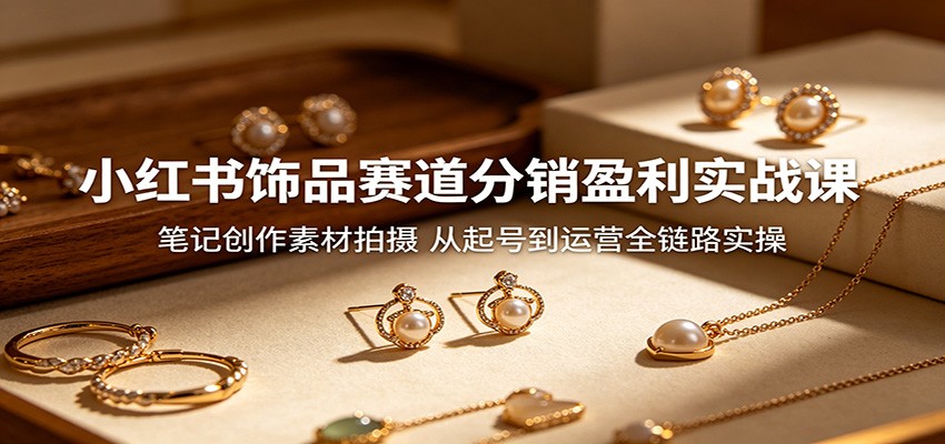 小红书饰品赛道分销盈利实战课：笔记创作素材拍摄，从起号到运营全链路实操-LanTi云网创